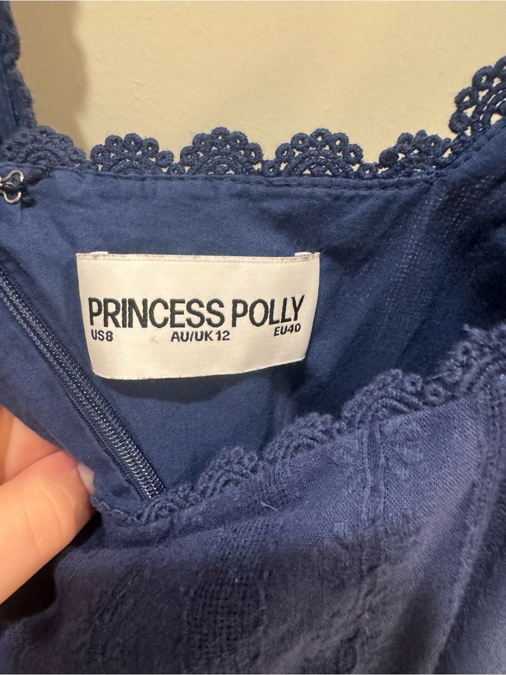 Princess Polly Navy Blue Mini Dress with Lace Trim - Picture 3 of 3